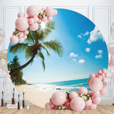 Aperturee - Circle Sun And Coconut Summer Beach Backdrop